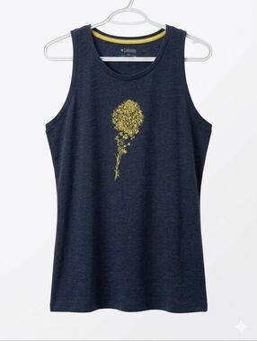 Columbia Navy Heather Floral Graphic Tank Top Outdoor Summer Activewear